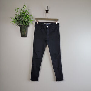 American Eagle Jegging Mid Rise Black Wash Super Super Stretch Skinny AE 6 Jeans